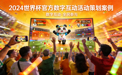 2024世界杯官方数字互动活动策划案例封面 - 球迷在巨大屏幕前欢呼互动